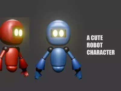 Cute Robot 3d model  Low-poly 3D model