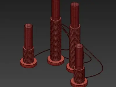 Diesel three candle holders with candle in middle 3D model