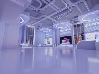 Futuristic Exhibition Interior Sci Fi Hall 3D model 3D model