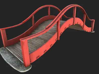 Japanese Bridge Low-poly 3D model