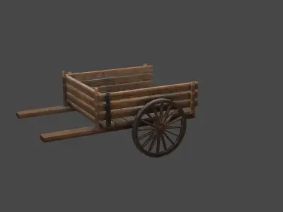 Medieval carriage Low-poly 3D model
