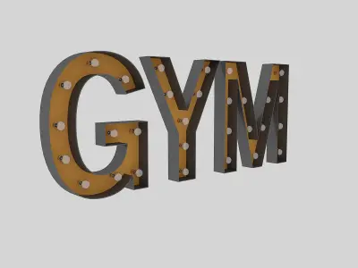 Gym Sign With Bulb 3D model
