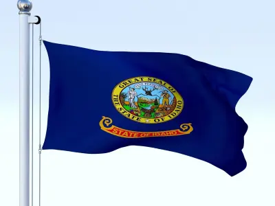 Animated Idaho Flag Low-poly 3D model