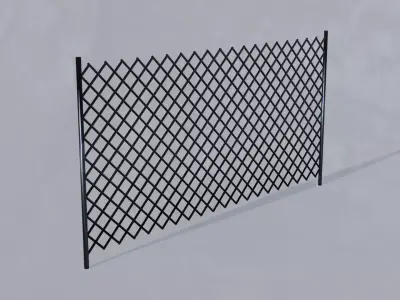 Metallic Fence Low-poly 3D model