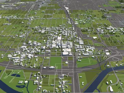Oklahoma City 50x50km City Map Model 3D model
