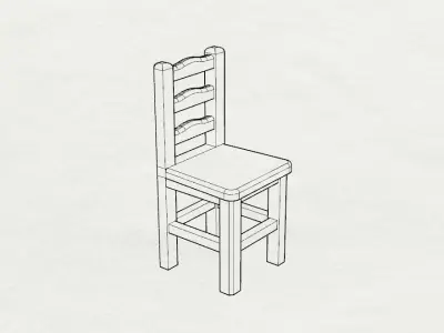 Dolls House Miniature Ladderback Dining Chair 12th Scale 3D print model