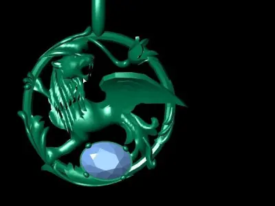 Ruby lion pendant 3D print model