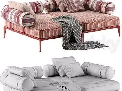 Modular Outdoor Sofa Low-poly 3D model