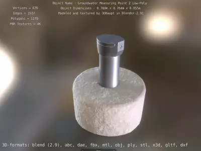 Groundwater Measure Pipe Low-Poly Version 2  Low-poly 3D model