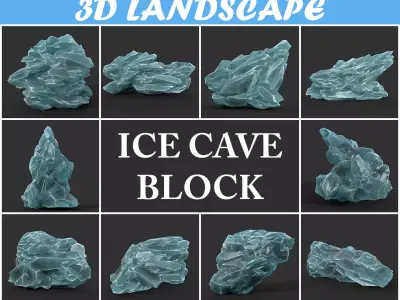 Low poly Ice Block Formation B 190421 Low-poly 3D model