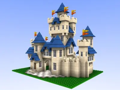 Lego-compatible style bricks castle 3D model
