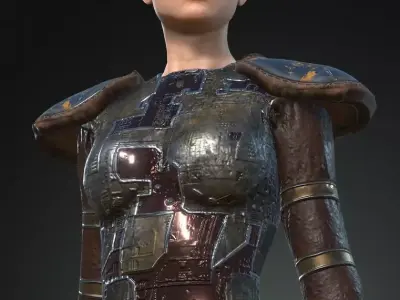 Steampunk rigged character Low-poly 3D model