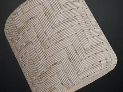 Bleached Herringbone Reed Weave PBR Seamless Texture