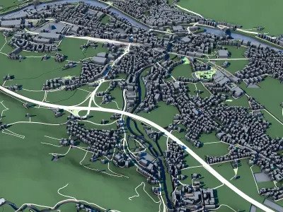 Cityscape Hallein Austria 3D model