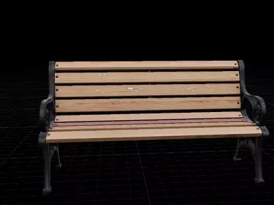 Street Bench Wooden 3D Model Low-poly 3D model