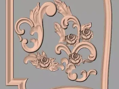 Furniture decorative flower 3D STL model for CNC carving E047 3D model