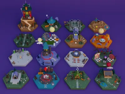 Low Poly Mystical Halloween Set Low-poly 3D model