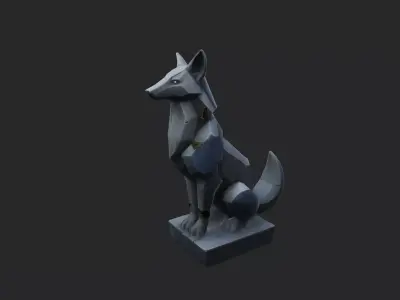 Stylized Fox Statue Low-poly 3D model