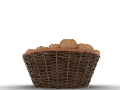 Basket and Potatoes Low-poly 3D model