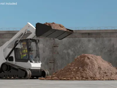  Skid Steer Loader with Operator and Earth Load Rigged for Maya 