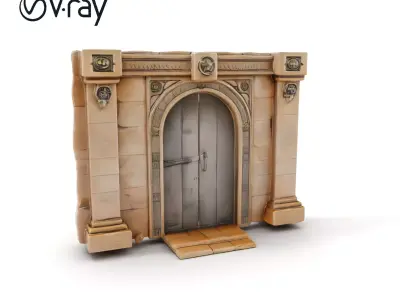 Medieval Stone Doorway Model Pack Low-poly 3D model