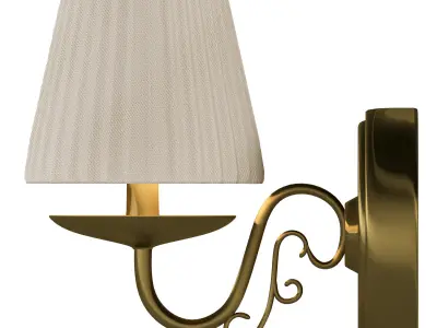 Classic Gold Wall Sconce with Fabric Lampshade 3D model