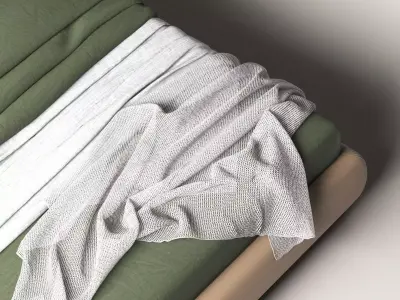 Suite modern bed frame leather 3D model