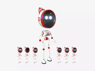 Cute Robot D07 Medic - SciFi Character Design Low-poly 3D model