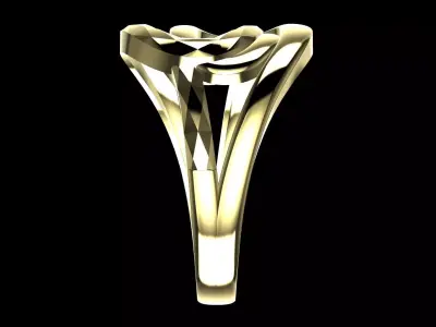 Faceted Intertwining Infinite Loop Ring - 14K Gold 3D print model