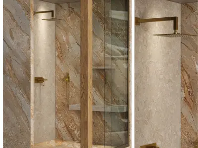 Corner Shower Cabins 14 Low-poly 3D model