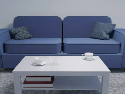 Modern Living Room Interior Scene Minimalist Design 3D model