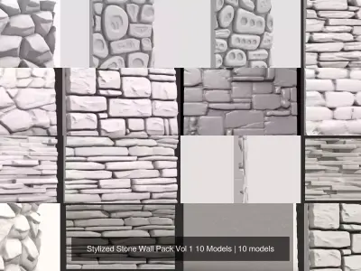 Stylized Stone Wall Pack Vol 1 10 Models