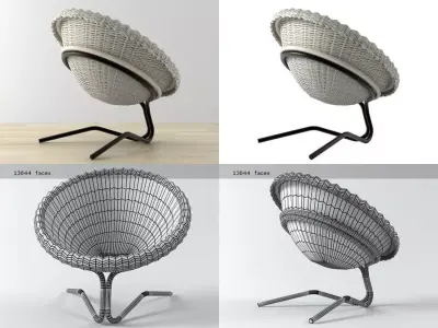 French Round Willow Seat 3D model