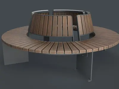 Modern Outdoor Bench 120 PBR Game Ready Low-poly 3D model
