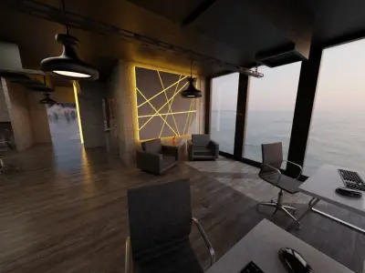 Office space Low-poly 3D model