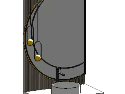 Modern Vanity Unit with Basin - Sink Fixture - Mirror 3D model