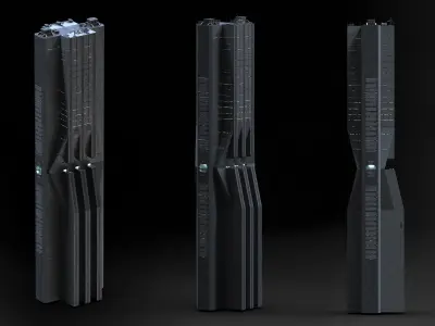 Brutalist Scifi Building  03 3D model