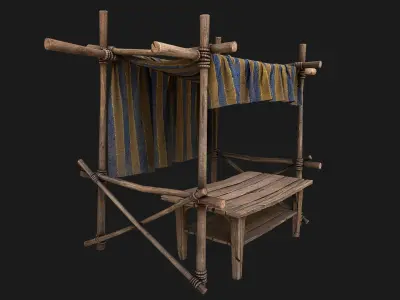 Market Stalls Blue Tent  Low-poly 3D model