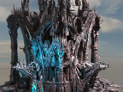 Victorian Cyberpunk gargoyle tower 3D model