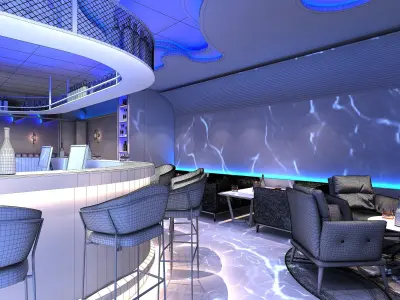 nightclub interior of with neon lights  3D model