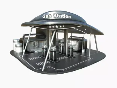 SciFi Gas Station A09 Dark Metal - Sci Fi Exterior Design Low-poly 3D model