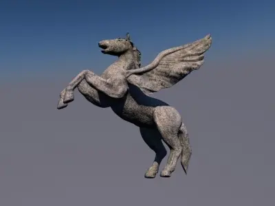 Low poly pegasus sculpture Low-poly 3D model