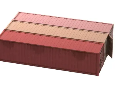 Set of 3 Shipping Container long version 3D model