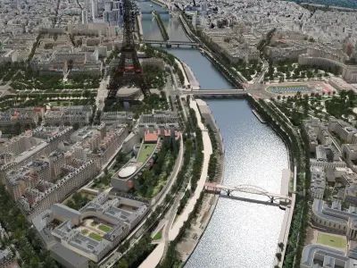 Paris City Eiffel Tower Mars Fields 3D model