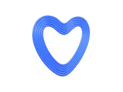 Line Heart Icon v1 005 Low-poly 3D model