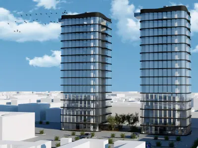 Modern Architectural visualization Low-poly 3D model