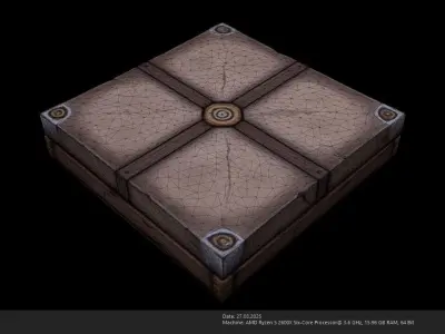 Stylized Ancient Stone Crate - AI Low-poly 3D model