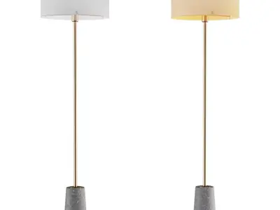 Scandinavian style floor lamp on marble base 3D model