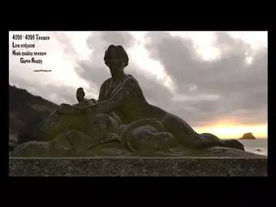 woman statue 2 Low-poly 3D model