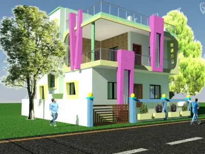 Exterior house design in hyderabad 3D print model